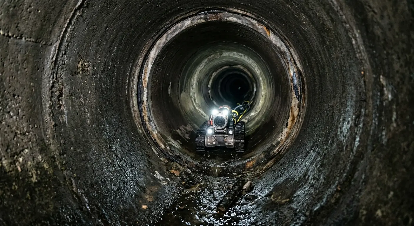 Robotic sewer camera inspecting pipe interior for Drain Snake Service in Coeymans